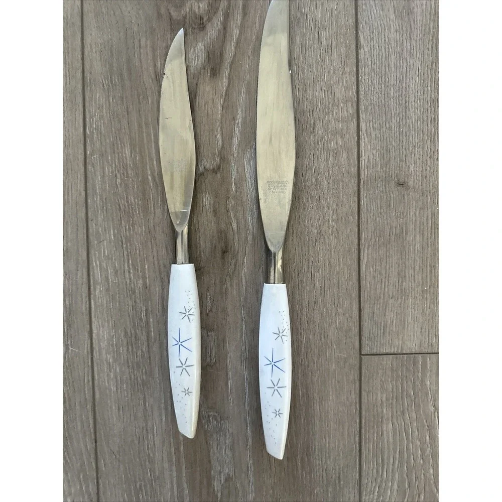 2 Vintage Mode Danish Atomic Starburst Sheffield England MCM Stainless Knives
